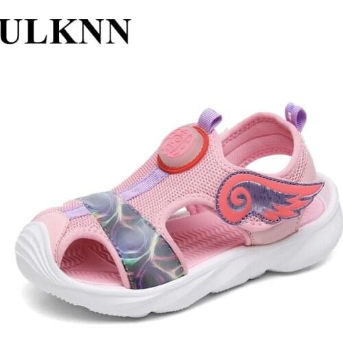 ULKNN Childrens Mesh Sandals Breathable Shoes For Girl Non-Slip Princess Beach Sandals Student Purple Shoe Baby Kids Summer
