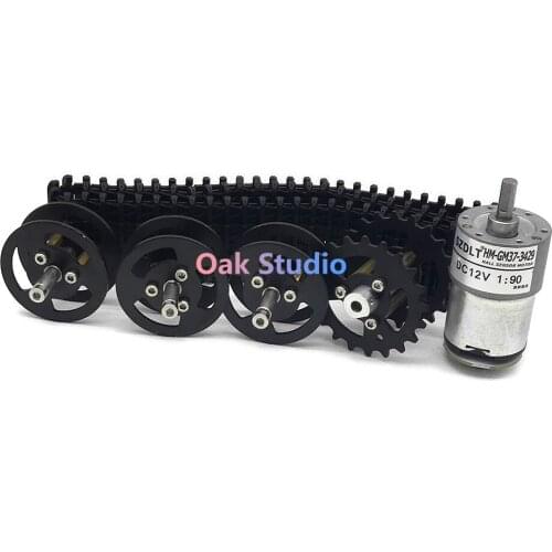 DIY smart tank kit includes metal load-bearing wheels, drive wheels, plastic track and DC 12V with Hall Sensor Motor