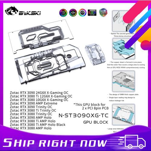 Bykski GPU Water Block With Active Backplane , Waterway Back Plate Cooler For Zotac RTX 3090 3080 Gaming OC N-ST3090XG-TC