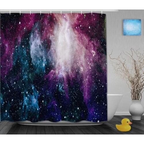Shower Curtain Universe Planets Stars Galaxies Celestial Outer Space Spaceship Elegant Showing Science Fiction Polyester Fabric