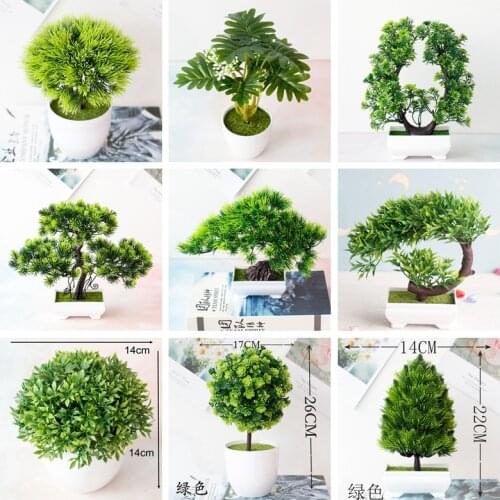 39Styles Green Artificial Plants Bonsai Small Pine Tree Potted Bonsai Home Bedroom Bathroom Party Decoration Fake Flowers Bonsai