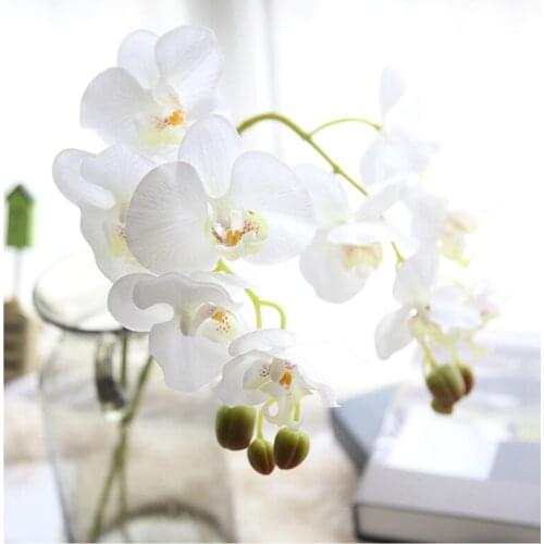 10 White Orchid Artificial Flowers Silk Latex Orchid Wedding Flower Butterfly Orchid Artificial Phalaenopsis Flower Centerpieces