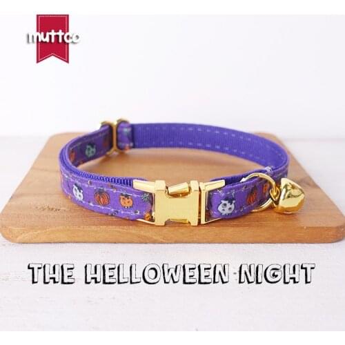 10pcs/lot MUTTCO retail with platinum high quality buckle collar for cat THE HELLOWEEN NIGHT design cat collar 2 sizes UCC091B