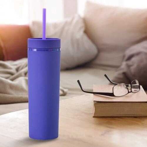 16OZ Reusable Cup with Lid and Straw Creative Mug Cold Cups Plastic Tumbler with Lid Multi Color Straw Cup Double Plastic Cup