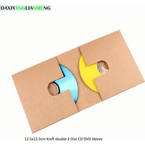 20pcs 12.5x12.5cm Kraft double Disc CD DVD Sleeve Paper Package Bag Cover 2CD Packaging Envelope Case Holding 2 CDs wedding
