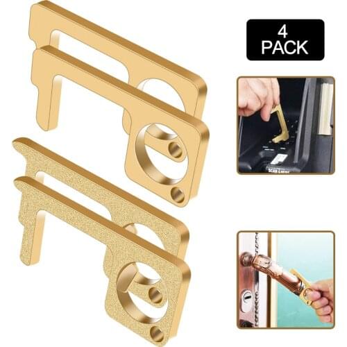 4pcs EDC Door Opener Not Touch Door Opener Keychain Elevator Button Touch Hand Free Tool