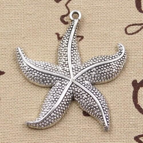 4pcs Charms Starfish 50x43mm Antique Bronze Silver Color Plated Pendants Making DIY Handmade Tibetan Bronze Silver Color Jewelry