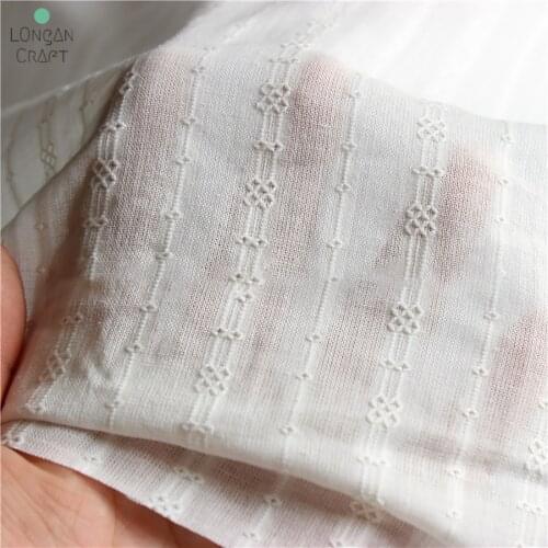 50cm*150cm Pure White Stripe Cotton Material Dress Shirt Fabric Cotton Jacquard