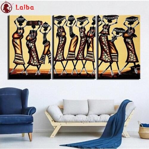 5D DIY Square round Diamond Painting Abstract art, retro african woman Diy Diamond Embroidery picture Diamond Mosaic art3pcs