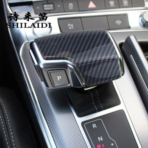 Car Styling Carbon fiber Console Gearshift Handle Frame Cover For Audi A6 C8 A7 Auto Interior Gear Shift Knob Head Stickers Trim
