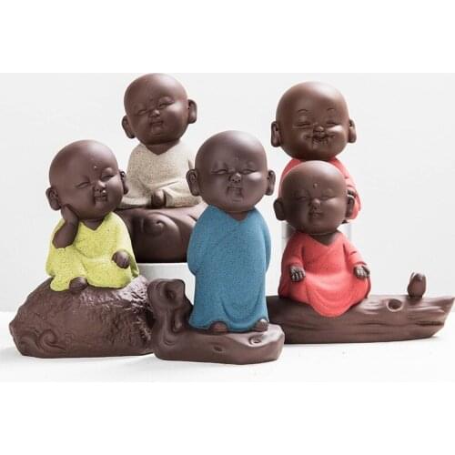 Tea Ornaments Creative Cute Boutique Purple Sand Brave Character Little Monk Tea Set Piggy Tea Table Tea Pet Tea Decoration