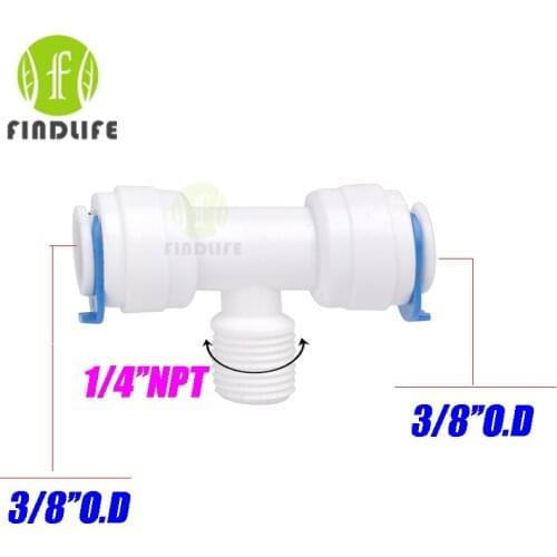Water Filter Parts 5 PCS T Typle 3/8" OD Tube 1/4" NPT BSP middle male Quick Connector Aquarium Reverse Osmosis System 6646