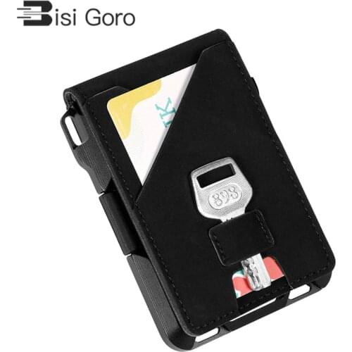BISI GORO 2021 ID Smart Card Holder High Quality Business Card Case Fashion Aluminum Box Metal Men and Women RFID Money Bag Key