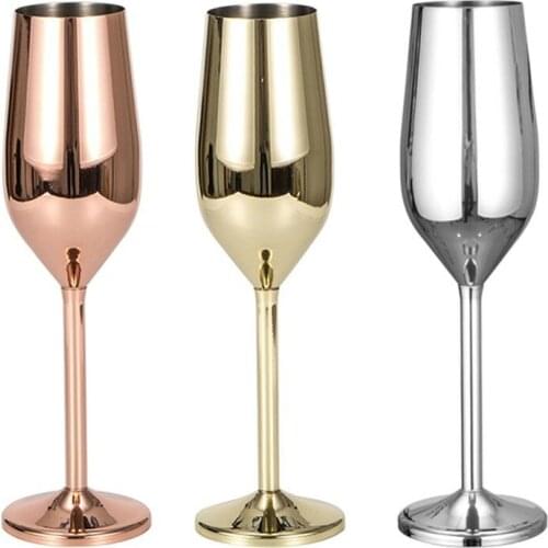 Champagne Glasses Brushed Gold Wedding Toasting Champagne Flutes Shatterproof Stainless Drink Cup Party Marriage Wine