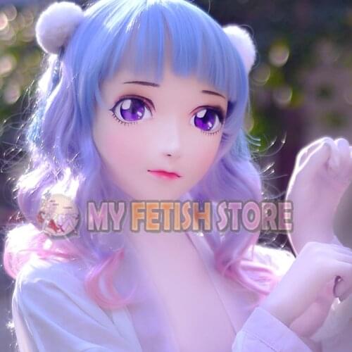 KM1833)Handmade Cute Female/Girl Resin Half Head Crossdress Mask Cosplay Japanese Anime Role Kigurumi Mask Crossdresser Doll