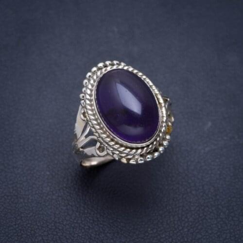 Natural Amethyst Handmade Unique 925 Sterling Silver Ring 7 A1180