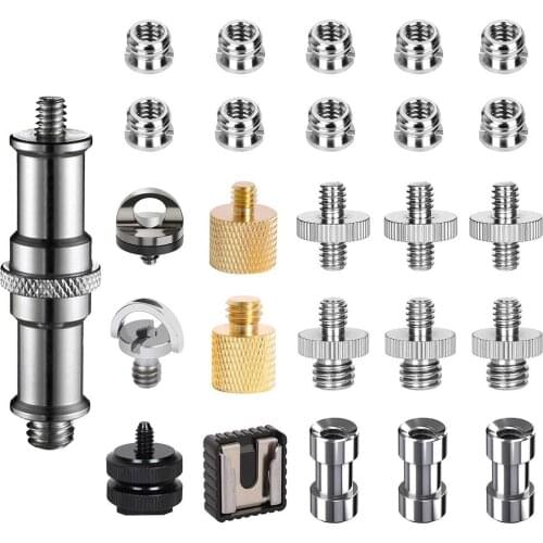26Pcs 1/4 Inch and 3/8 Inch Converter Threaded Screws Adapter Flash Shoe Mount for DSLR Camera/Tripod/Monopod/Ballhead/Flash