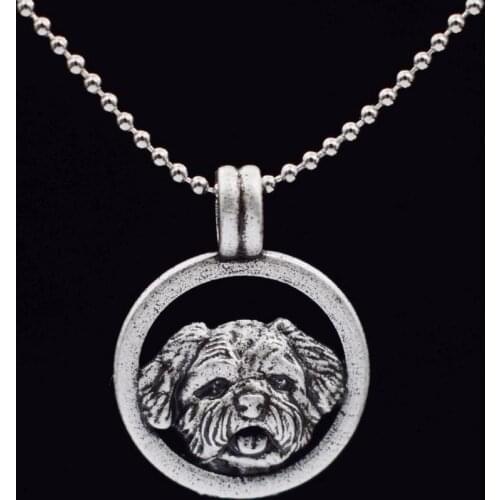 Round shape Teddy dog necklace for Pet Alloy Pendant Female Jewelry