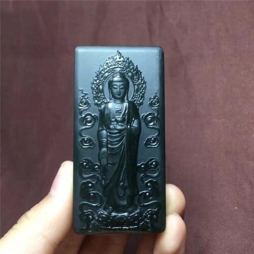Hetian jade blue jade pendant on the great day of Rulaidhisattva jade card pendant hp39