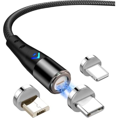 5A Super Fast Charge Magnetic Charging USB C Cable Micro USB Type C Cord Phone Charger Wire Magnet Cable 360 Degree Rotate