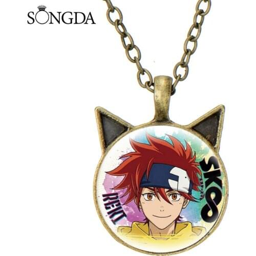 Fashion Anime SK8 The Infinity Cat Ear Pendant Necklace Cosplay Art Photo Glass Long Chain Necklaces for Unisex Accessories Gift