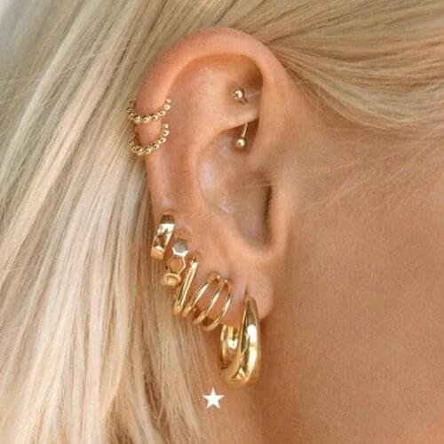 Trendy Metal Elegant Brass Hoop Earring For Women Classic Vintage Gold Color Korean Statement Earrings Accessories Brincos