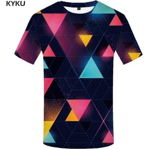 KYKU Geometric T-shirt Men Square Tshirts Casual Russia Funny T shirts Colorful Shirt Print Galaxy Anime Clothes Short Sleeve