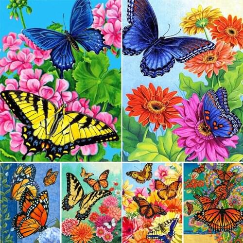 5D DIY Diamond Painting Butterfly Flowers Cross Stitch Kit Full Drill Square Embroidery Mosaic Art Picture of Rhinestones Decor