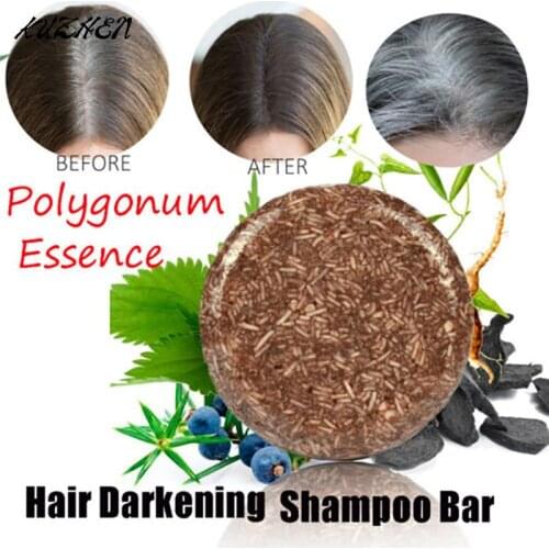 Natural Organic Mild Formula Hair Shampoo Polygonum Essence Hair Darkening Shampoo Bar Soap Gray Hair Reverse Hair Cleansing