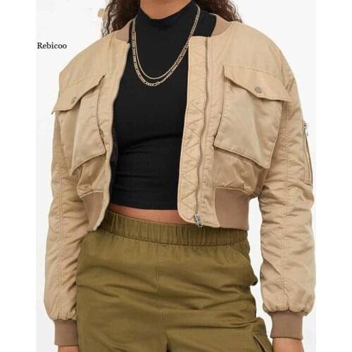 Autumn Women Short Baseball Jackets Casual Solid Zipper Loose Bomber Coat Female Outwear Tops Chaqueta Mujer