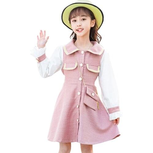 Girl Dress Plaid Pattern Dresses For Girl Spring Autumn Party Dress Child Teenage Girls Clothing 6 8 10 12 14