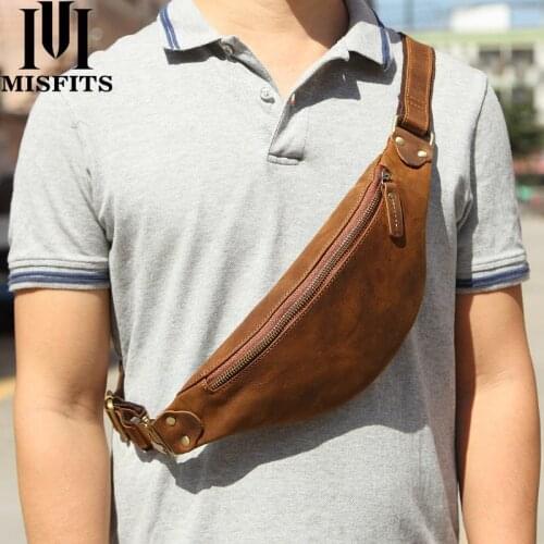 Casual Waist Bag Mens belt bag mens zipper wallet mens wallet leather retro mens zipper wallet chest bag