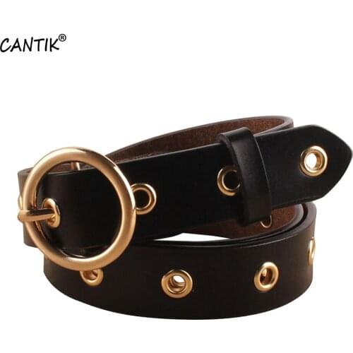CANTIK Ladies 100% Real Genuine Leather Belts Women Retro Styles Pin Buckle Clothing Accessories for Women 2.8cm Width FCA005