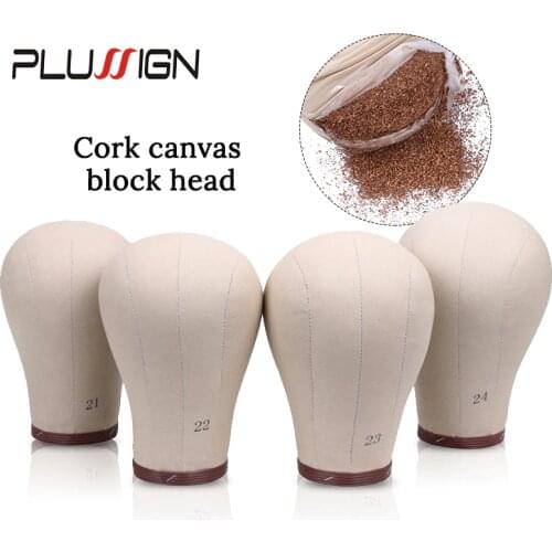Cork Canvas Mannequin Head With Stand Wig Display Styling Head With Mount Hole 21-24" Wig Block White Manikin Head Cork Inside