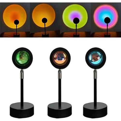 USB Button Rainbow Sunset Projector Lamp Atmosphere Led Night Light Home Coffe Shop Background Wall Home Decoration Color Lamp