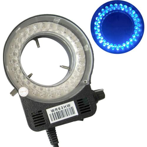 Adjustable 56 LED Blue Microscope Ring Light 3.5W Illuminate Lamp Industry Stereo Microscope Circle Light 100-240V Power Adapter