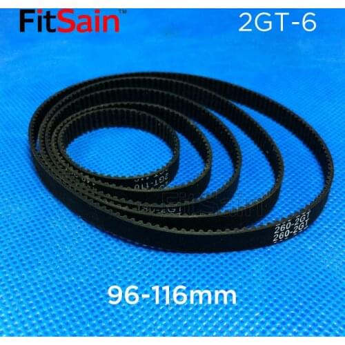 FitSain--2GT 96-116mm rubber belt Width 6mm Timing Belt GT2 Conveyor Belt Drive Belt Ring with Rubber Belt