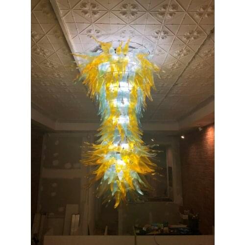 Luxury Golden Hand Blown Glass Chandelier Lighting for Hotel Hall Living Room Staircase Hanging Lamp European Big Lighting
