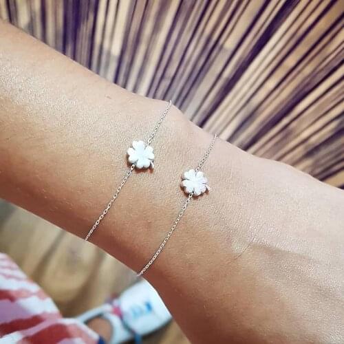 4 LEAF CLOVER PATTERNED SILVER BRACELET SPECIAL DAY GIFT