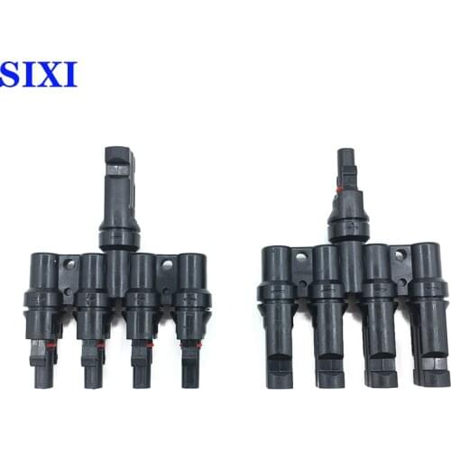 1Pair Solar Connector 1 to 4,4 to 1 Branch Parallel Connection 30A 1000V Electrical Photovoltaic Panel Cable Wire Connect