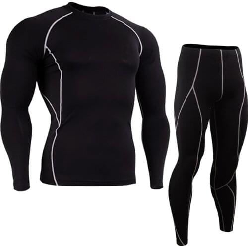 Athletic Running Cycling Tights Mens Fitness Mountain Bike Pant Bodybuilding Compression Set