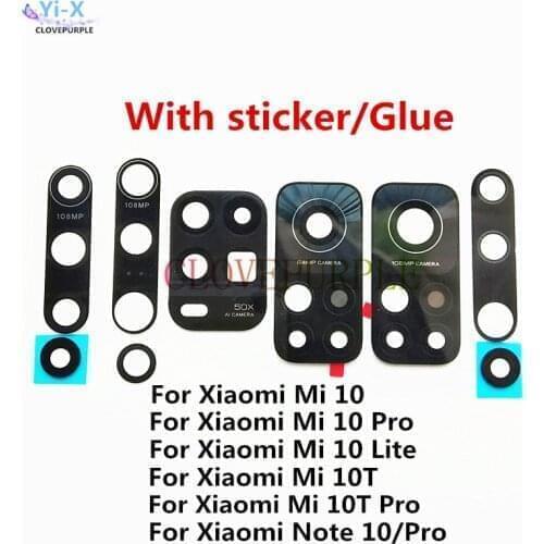 50pcs/Lot Rear Back Camera Glass Lens with Sticker for Xiaomi Mi 10 Lite 10T Pro Mi Note 10 Pro Replacement Parts