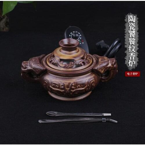 Taotie long ears electronic ceramics aromatherapy furnace timing thermostat smoked Jasmine Aloes powder sandalwood Tower