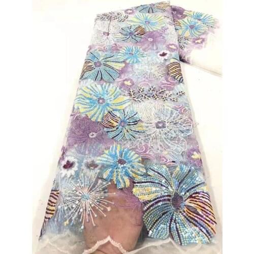 High-quality, exquisite and colorful sequined floral tulle embroidery, suitable for ladies' fashion dress design fabrics