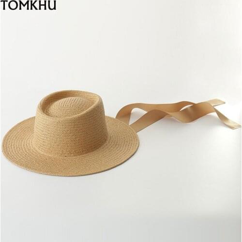 Spring Summer New Ring Concave Top Paper Straw Hats For Women Hand-woven Outdoor White Khaki Black Sun Hats Sombrero Playa Mujer