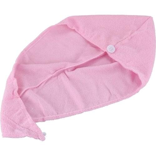 1PC Magic minifiber Hair Drying Towel Cap Bath Head Wrap Pink