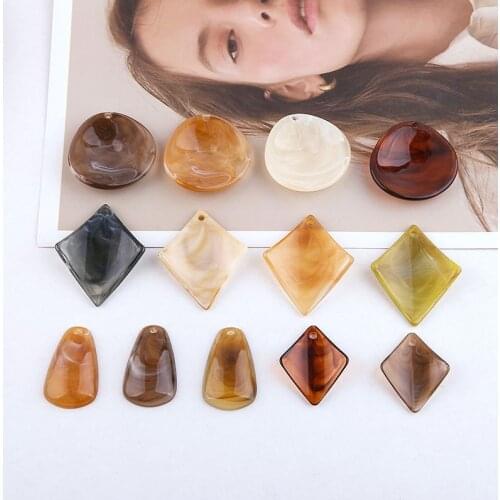 10pcs New 2020 Diy Jewelry Findings Korean Literary Retro Turtle Face Irregular Geometry Round Rectangular Resin Patch Earrings