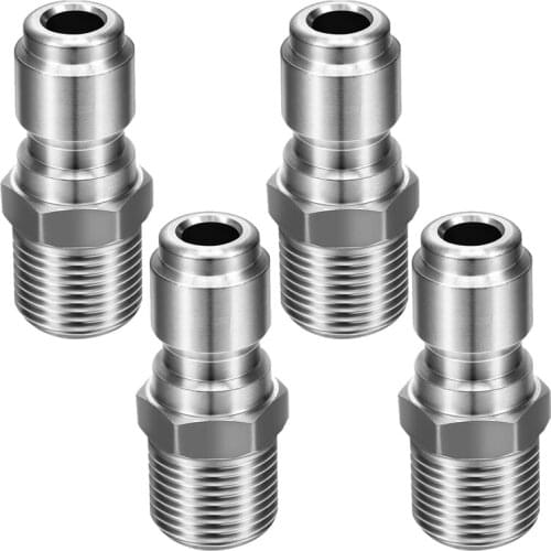 4 Packs NPT 3/8 Inch Stainless Steel Quick Connector Pressure Washers Coupler Nipples Plug Male Fitting