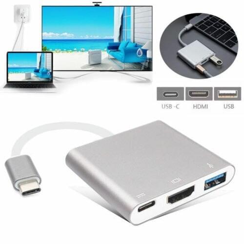 Newest Type C USB 3.1 to USB-C 4K HDMI USB3.0 Adapter Converter 3 in 1 Hub For Apple Macbook Sliver and Gold colors UM
