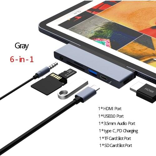 Type-C expansion Adapter For iPad Pro 2018 Hub USB-C to HDMI+Audio 3.5+USB 3.0 hub docking station For Type-C Cell phone
